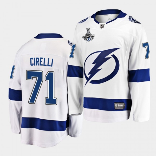 Tampa Bay Lightning Anthony Cirelli 2020 Stanley Cup Champions Away White Men Jersey