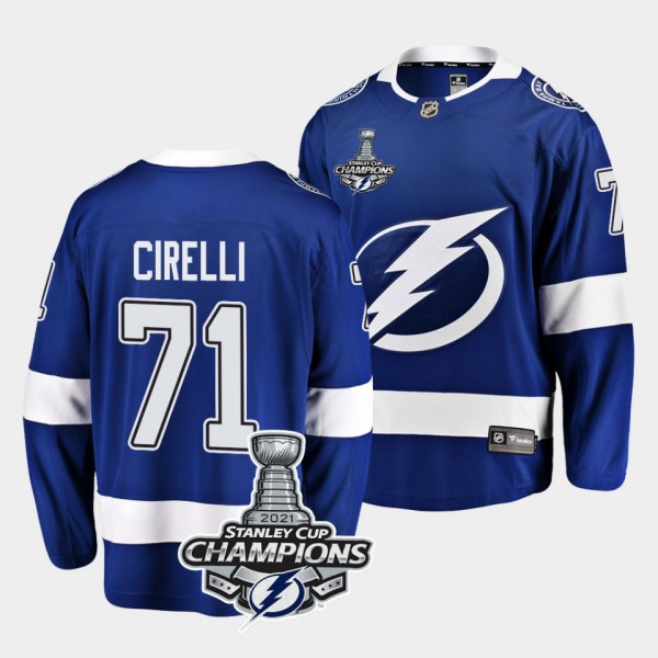 Lightning 2021 Stanley Cup Champions Anthony Cirelli 71 Blue Home Youth Jersey