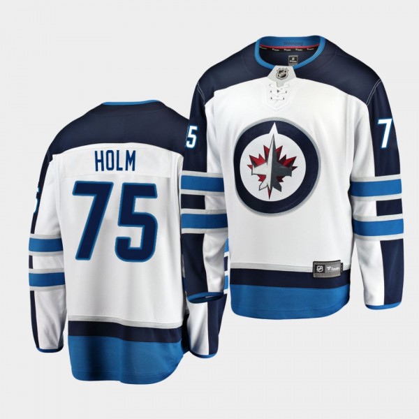 Arvid Holm #75 Jets Away White Breakaway Player Je...