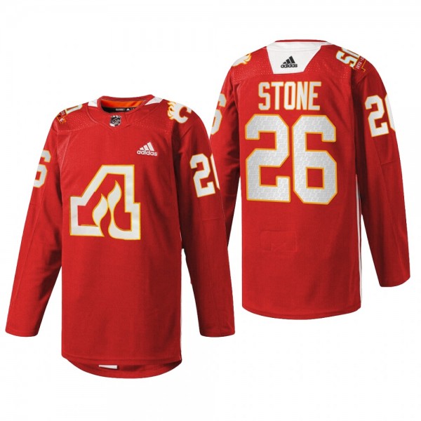 Michael Stone Calgary Flames 50th Anniversary Jersey Red #26 Warm-Up