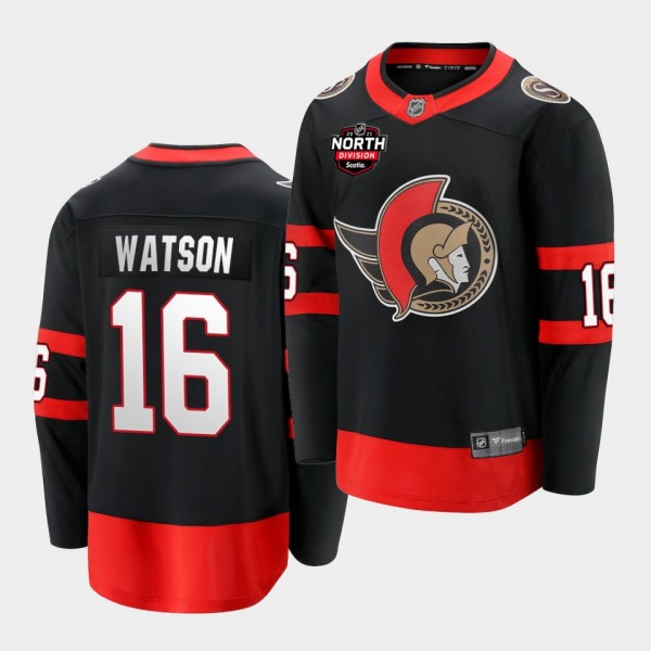 Ottawa Senators Austin Watson 2021 North Division Patch Black Jersey Home