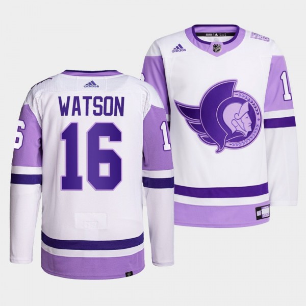 Ottawa Senators Austin Watson 2021 HockeyFightsCancer Jersey #16 White Primegreen