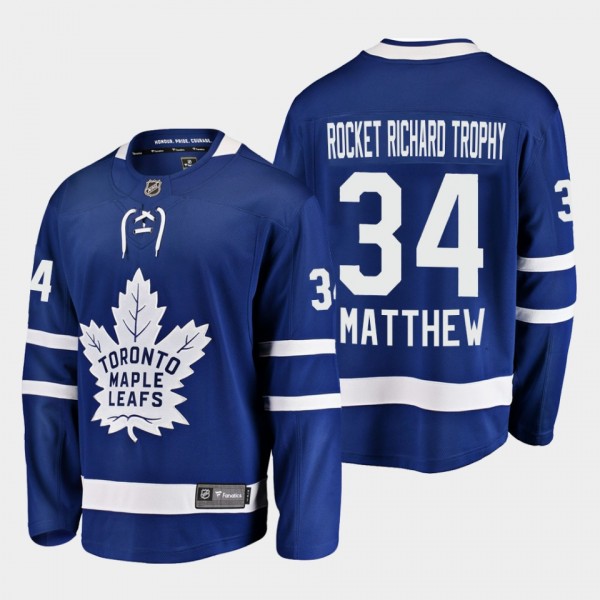 Auston Matthews 2022 Rocket Richard Trophy Maple Leafs #34 Blue Jersey Awards Edition
