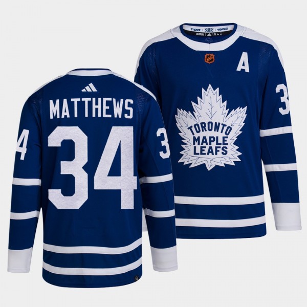 Auston Matthews Toronto Maple Leafs 2022 Reverse Retro 2.0 Blue #34 Authentic Primegreen Jersey Men's