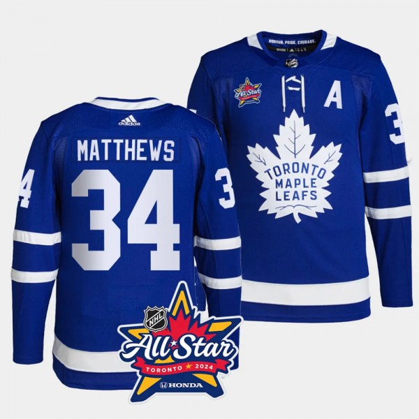 2024 NHL All-Star Logo Toronto Maple Leafs Auston Matthews #34 Royal Authentic Home Jersey
