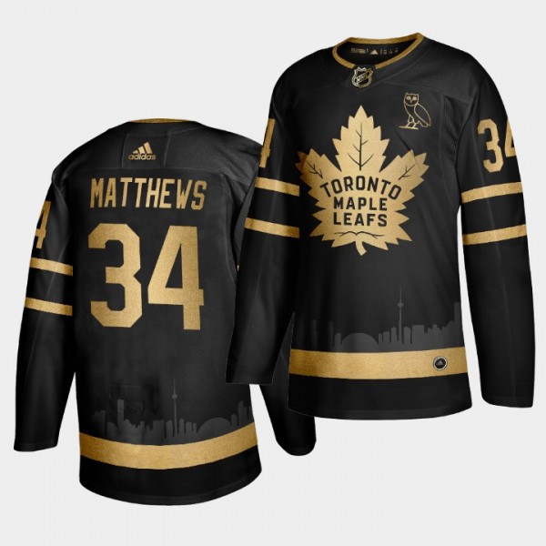 Auston Matthews Maple Leafs #34 Golden Limited Edition MAPLE LEAFS × OVO Jersey