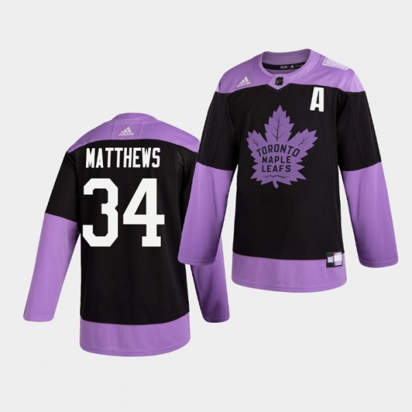 Auston Matthews Maple Leafs #34 Practice Hockey Fights Cancer Jersey