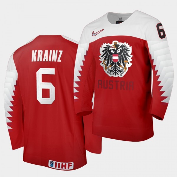 Clemens Krainz Austria 2021 IIHF World Junior Championship Jersey Away Red