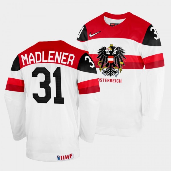 David Madlener 2022 IIHF World Championship Austria Hockey #31 White Jersey Home