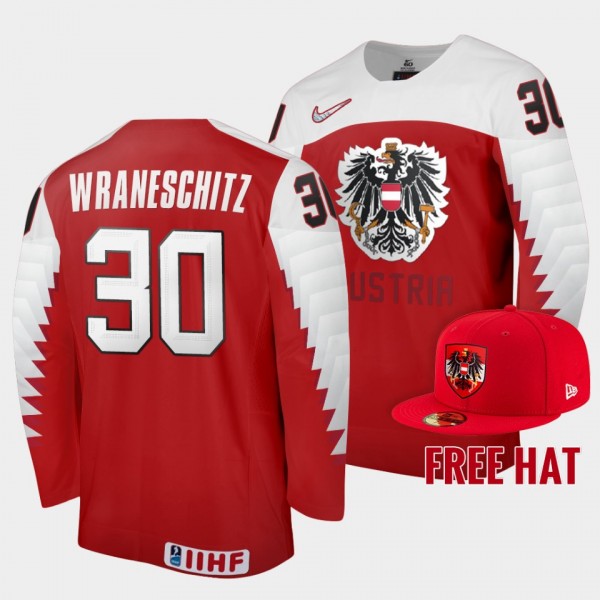 Sebastian Wraneschitz Austria Hockey 2022 IIHF World Junior Championship Free Hat Jersey Red