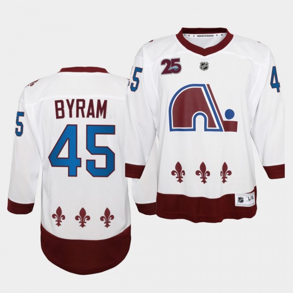 Bowen Byram Colorado Avalanche 2021 Reverse Retro White 25th special Edition Youth Jersey