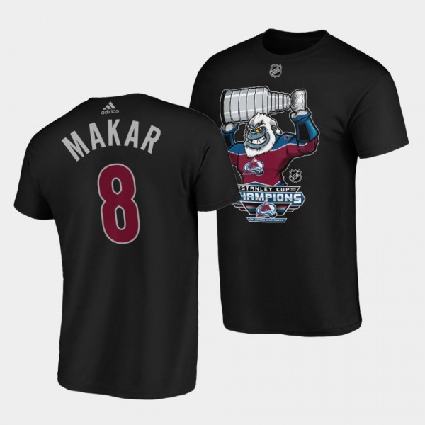 Cale Makar Colorado Avalanche 2022 Stanley Cup Champions Black Mascot T-Shirt #8