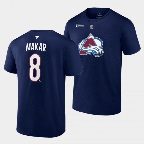 Cale Makar Colorado Avalanche 2022 Stanley Cup Champions Navy Authentic Stack T-Shirt #8