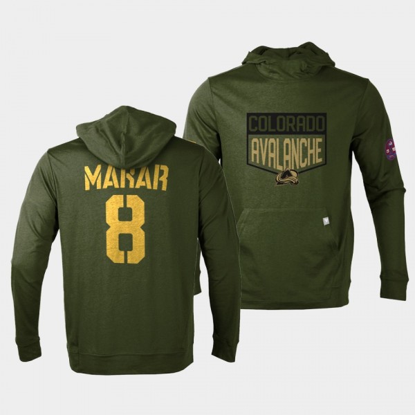Colorado Avalanche Cale Makar 2022 Salute to Service Olive Levelwear Hoodie