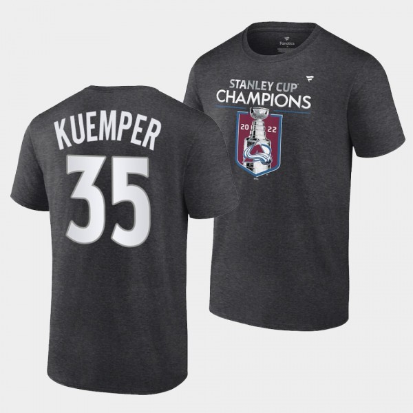 Colorado Avalanche 2022 Stanley Cup Champions Darcy Kuemper #35 Charcoal T-Shirt Locker Room