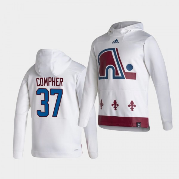 Colorado Avalanche J.T. Compher 2021 Reverse Retro White Authentic Pullover Special Edition Hoodie