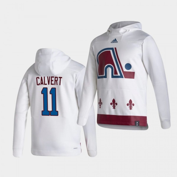 Colorado Avalanche Matt Calvert 2021 Reverse Retro White Authentic Pullover Special Edition Hoodie