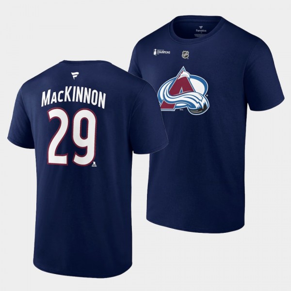 Nathan MacKinnon Colorado Avalanche 2022 Stanley Cup Champions Navy Authentic Stack T-Shirt #29