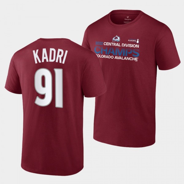Colorado Avalanche Nazem Kadri 2022 Central Division Champions Big Tall Burgundy #91 T-Shirt