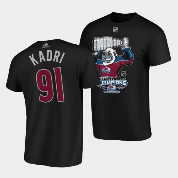 Nazem Kadri Colorado Avalanche 2022 Stanley Cup Champions Black Mascot T-Shirt #91