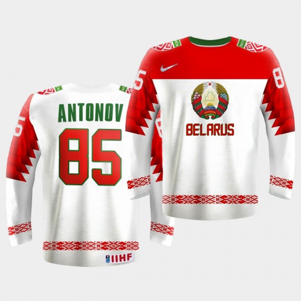 Andrei Antonov Belarus Team 2021 IIHF World Championship Home White Jersey