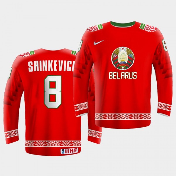 Belarus Team Ilya Shinkevich 2021 IIHF World Championship #8 Limited Red Jersey