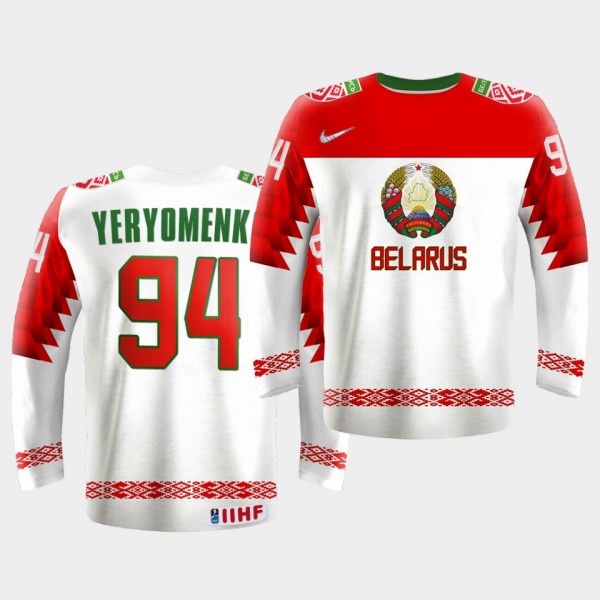 Vladislav Yeryomenko Belarus Team 2021 IIHF World Championship Home White Jersey