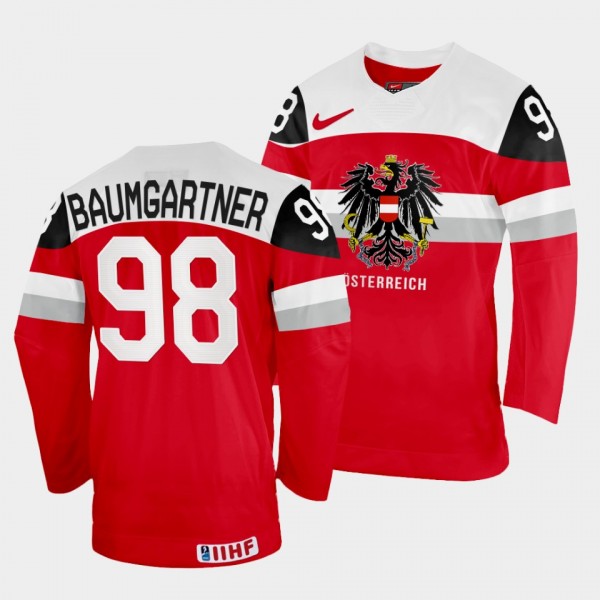 Austria 2022 IIHF World Championship Benjamin Baumgartner #98 Red Jersey Away