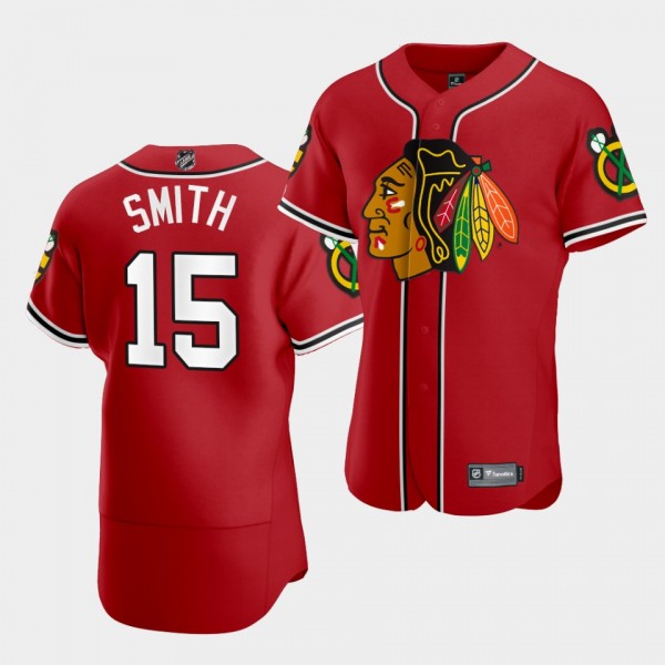 Zack Smith Chicago Blackhawks 2020 NHL X MLB Crossover Edition Red Baseball Jersey