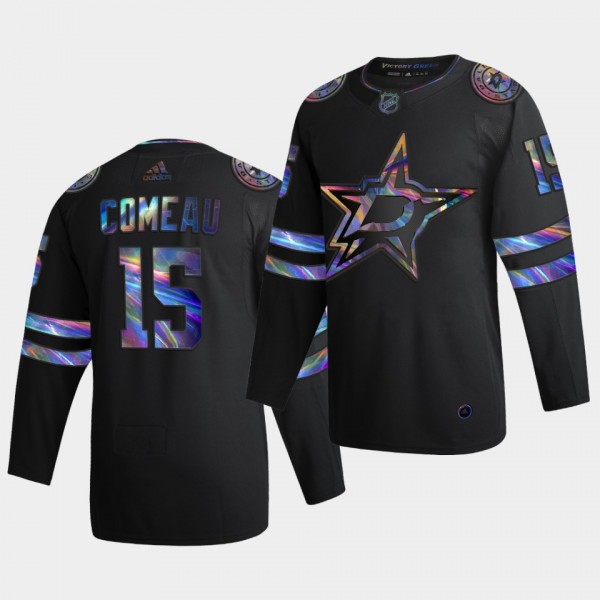 Dallas Stars Blake Comeau 2020-21 Iridescent Holographic Collection Authentic Black Jersey