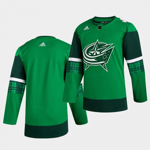 Blue Jackets 2020 St. Patrick's Day Green Authenti...
