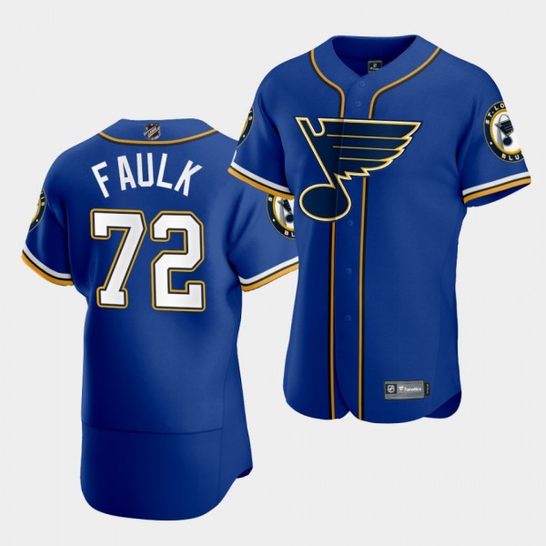 Justin Faulk St. Louis Blues 2020 NHL X MLB Crossover Edition Royal Baseball Jersey