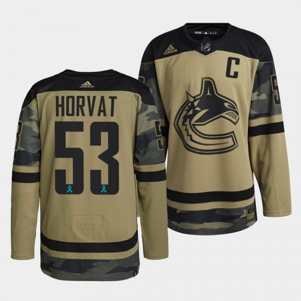Bo Horvat Vancouver Canucks Canadian Armed Force Camo Jersey 2021 CAF Night