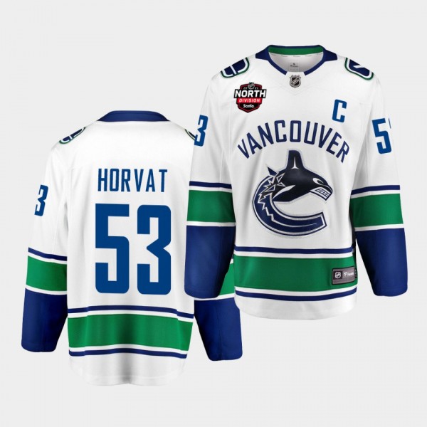 Vancouver Canucks Bo Horvat 2021 North Division Patch White Jersey Away