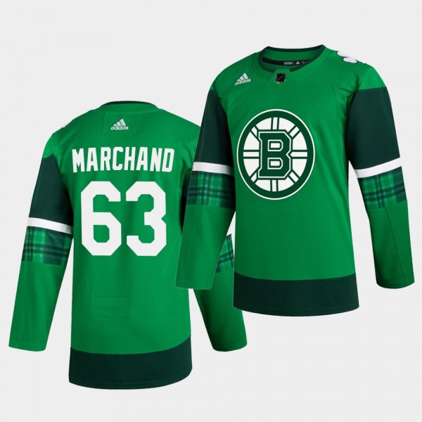 Brad Marchand #63 Bruins 2020 St. Patrick's Day Authentic Player Green Jersey Men's
