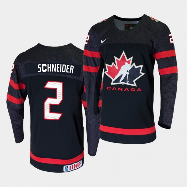 Canada Team 2 Braden Schneider 2021 IIHF World Champions Black Replica Jersey