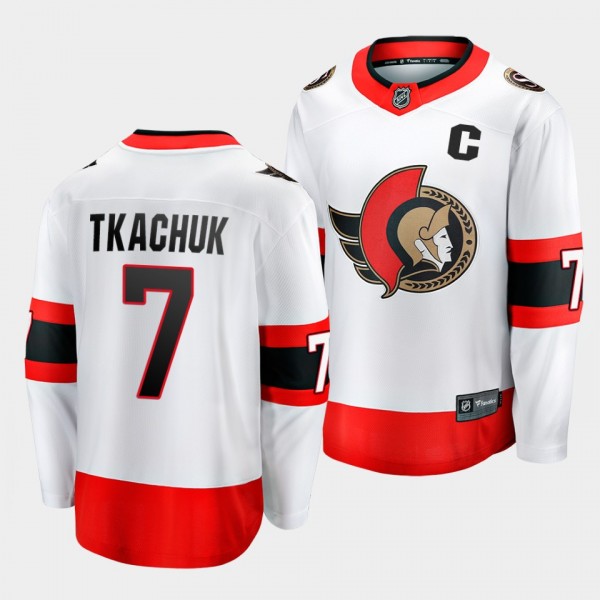 Brady Tkachuk Ottawa Senators Away White 2021 Capt...