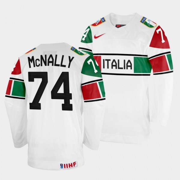 Italy 2022 IIHF World Championship Brandon McNally #74 White Jersey Home