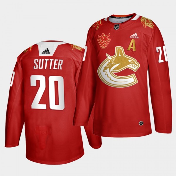Brandon Sutter Canucks 2021 Lunar OX Year Red Jersey Special Limited Edition
