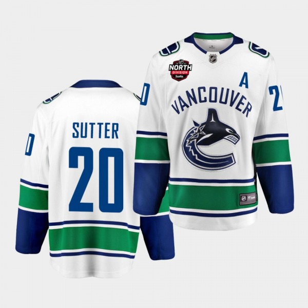 Vancouver Canucks Brandon Sutter 2021 North Division Patch White Jersey Away