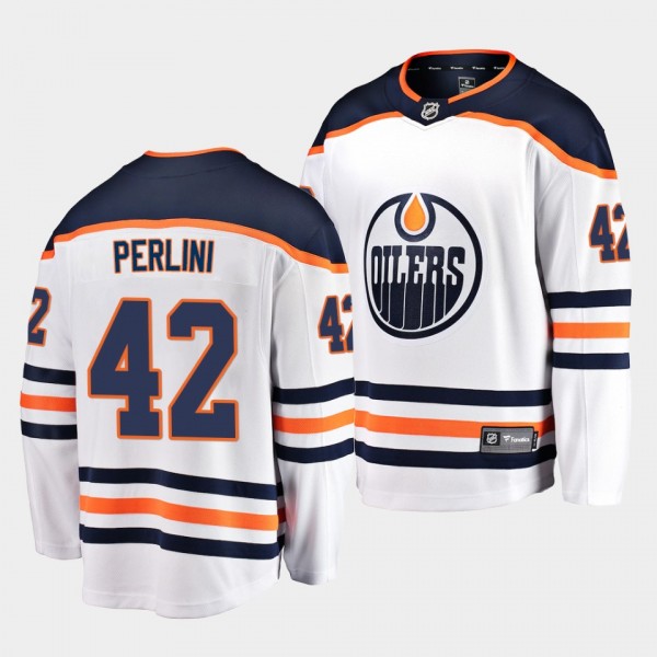 Brendan Perlini Edmonton Oilers 2021-22 Away White...