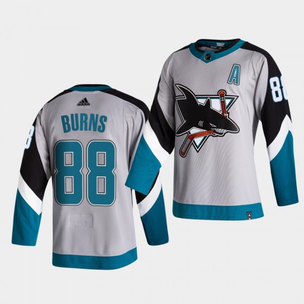 San Jose Sharks 2021 Reverse Retro Brent Burns Grey Special Edition Authentic Jersey