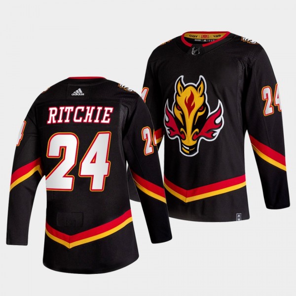 Brett Ritchie #24 Flames 2021 Reverse Retro Black Jersey