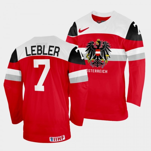 Austria 2022 IIHF World Championship Brian Lebler #7 Red Jersey Away