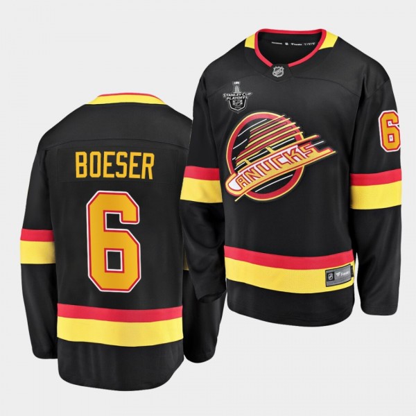Brock Boeser #6 Canucks 2020 Stanley Cup Playoffs Black Flying Skate Jersey