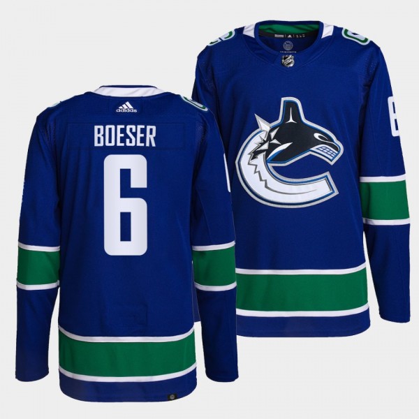 Brock Boeser #6 Canucks Home Blue Jersey 2021-22 Primegreen Authentic