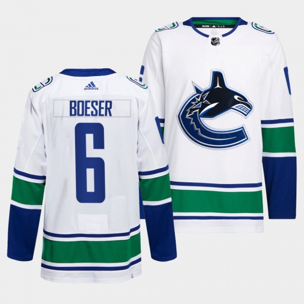 Vancouver Canucks Away Brock Boeser #6 White Jersey Primegreen Authentic Pro