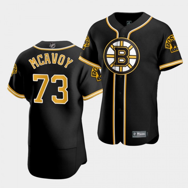 Charlie Mcavoy Boston Bruins 2020 NHL X MLB Crossover Edition Black Baseball Jersey