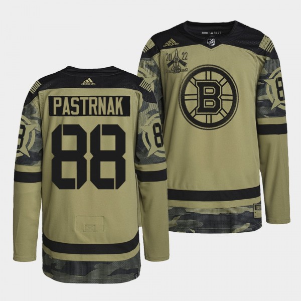 Boston Bruins 88 David Pastrnak Primegreen Authentic Camo Jersey 2022 Military Appreciation Night