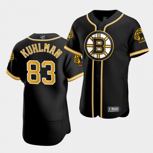Karson Kuhlman Boston Bruins 2020 NHL X MLB Crossover Edition Black Baseball Jersey